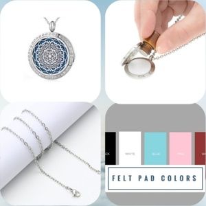 Mandala & Rhinestone Aroma Essential Oil Necklace